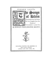 Cover of: The songs of Bilitis by Pierre Louÿs