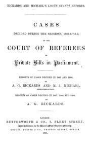 Cover of: Cases decided during the sessions, 1885-6-7-8-9, by the Court of Referees on private bills in Parliament | Great Britain. Parliament. House of Commons. Court of Referees.