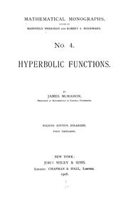 Cover of: Hyperbolic functions