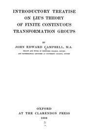 Cover of: Introductory treatise on Lie's theory of finite continuous transformation groups
