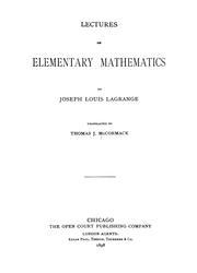 Cover of: Lectures on elementary mathematics