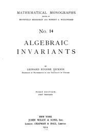Cover of: Algebraic invariants