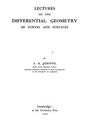 Cover of: Lectures on the differential geometry of curves and surfaces