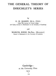 Cover of: The general theory of Dirichlet's series