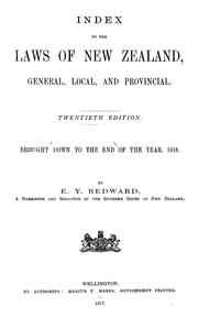 Cover of: Index to the laws of New Zealand, general, local, and provincial