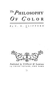 Cover of: The philosophy of color