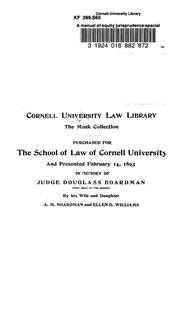 Cover of: A manual of equity jurisprudence | Josiah William Smith