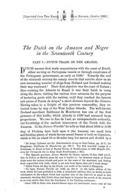 Cover of: The Dutch on the Amazon and Negro in the seventeenth century