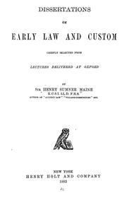 Cover of: Dissertations on early law and custom by Henry Sumner Maine