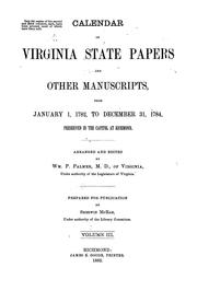 Cover of: Calendar of Virginia State papers and other manuscripts: ... preserved in the Capitol at Richmond.