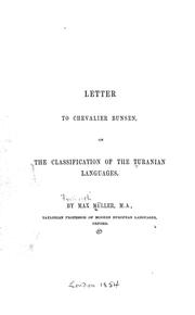 Cover of: Letters to Chevalier Bunsen on the classification of the Turanian languages by F. Max Müller