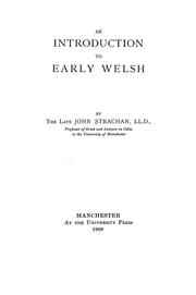 Cover of: An introduction to early Welsh