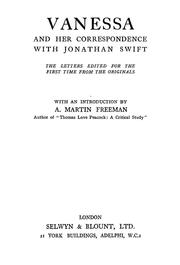 Cover of: Vanessa and her correspondence with Jonathan Swift