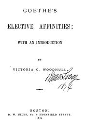 Cover of: Elective affinities