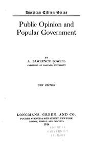 Cover of: Public opinion and popular government