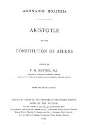 Cover of: Aristotle on the constitution of Athens by Aristotle