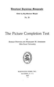Cover of: The picture completion test
