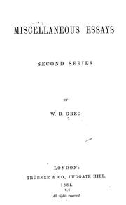 Cover of: Miscellaneous essays: second series