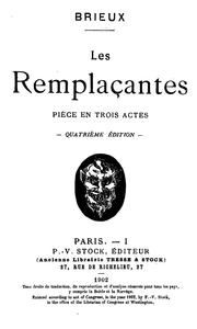 Cover of: Les remplaçantes: pièce en trois actes