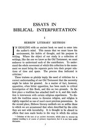 Cover of: Essays in Biblical interpretation