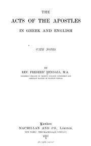 Cover of: The Acts of the Apostles in Greek and English by Frederic Rendall