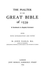 Cover of: The Psalter of the great Bible of 1539 by John Earle