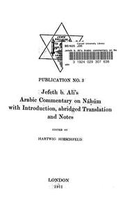 Cover of: Jefeth b. Ali's Arabic commentary on Nāḥūm