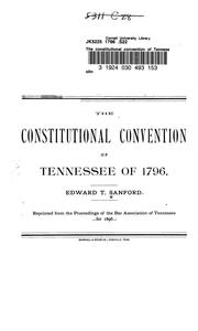 Cover of: The constitutional convention of Tennessee of 1796