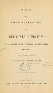 Cover of: Analysis of some statistics of collegiate education