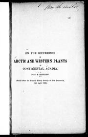 Cover of: On the occurrence of Arctic and western plants in continental Acadia