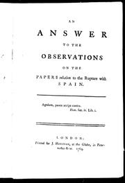 Cover of: An Answer to the Observations on the papers relative to the rupture with Spain