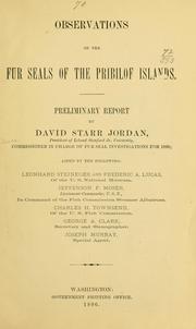 Cover of: Observations on the fur seals of the Pribilof Islands. | United States. Treasury department. Commission on fur-seal investigation
