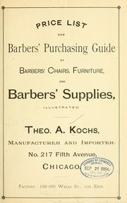 Cover of: Price list and barbers' purchasing guide of barbers' chairs, furniture, and barbers' supplies ...