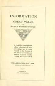 Cover of: Information of great value to newly married people
