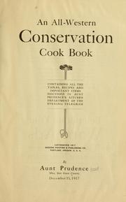 Cover of: An all-western conservation cook book by Chapel, Inie Gage Mrs