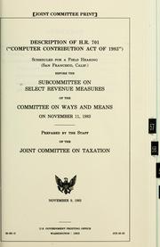 Cover of: Description of H.R. 701 (Computer Contribution Act of 1983) |