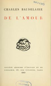Cover of: De l'amour