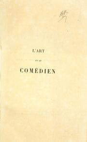 Cover of: L' art et le comédien.