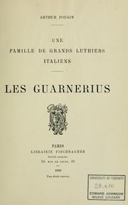 Cover of: Une famille de grands luthiers italiens.: Les Guarnerius.