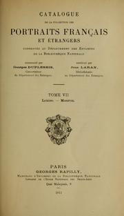 Cover of: Catalogue de la collection des portraits français et étrangers conservée au Département des estampes de la Bibliothèque nationale.