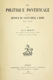 Cover of: La politique pontificale et le retour du Saint-Siège à Rome en 1376.