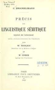 Cover of: Précis de linguistique sémitique