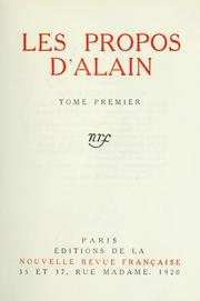 Cover of: propos d'Alain.