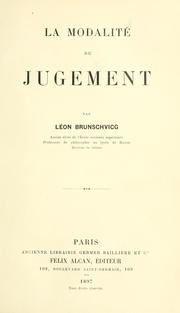 Cover of: La modalité du jugement.
