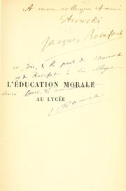 Cover of: L' éducation morale au lycée.