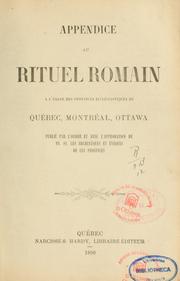 Cover of: Appendice au Rituel romain: à l'usage des provinces ecclésiastiques de Québec, Montréal [et] Ottawa