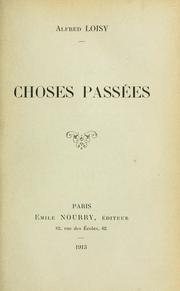 Cover of: Choses passées