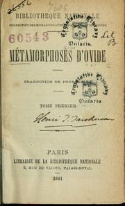 Cover of: Métamorphoses d'Ovide by Ovid