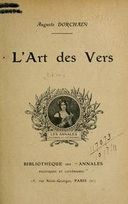 Cover of: L' art des vers.