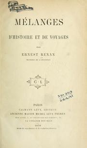 Cover of: Mélanges d'histoire et de voyages. by Ernest Renan